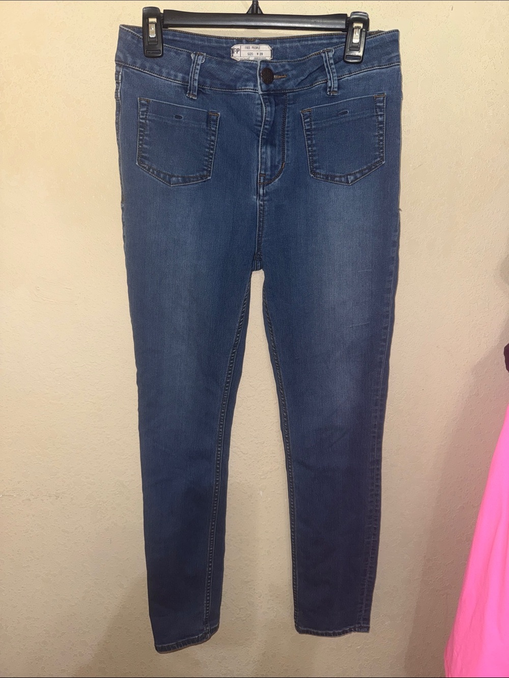 Free People Mid Blue High-Rise Skinny Jeans